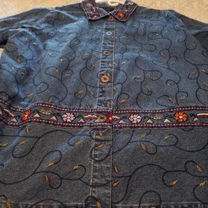 Women's Denim & Co. Long Embroidered Jacket. Size 2X.
